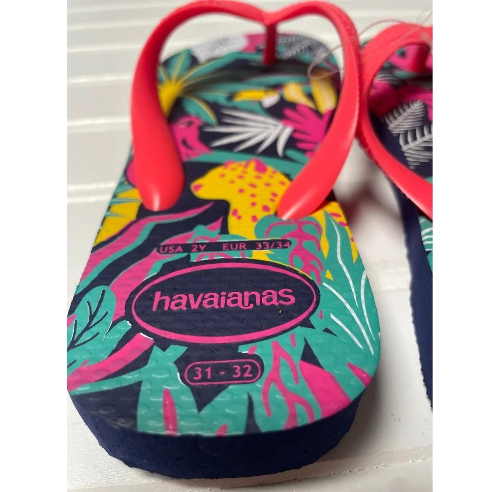 Havaianas Pink Navy Floral‎ Tropical Flip Flop Bundle Little Girls 2